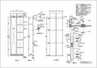 懸垂幕装置手動上巻Ｒ型ガイドレール式2連参考図面
